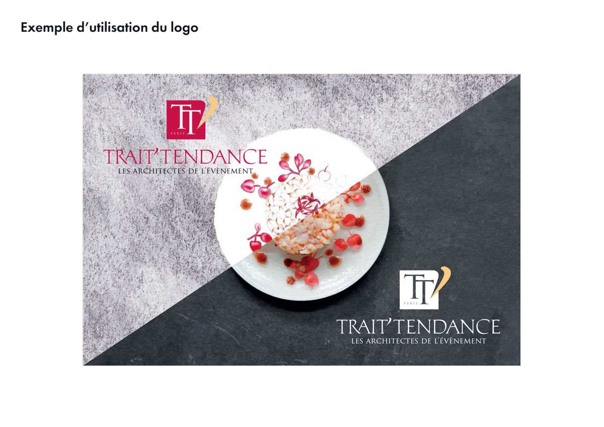 Exemple d'utilisation du logo Trait'Tendance sur une photo claire et une photo (...)