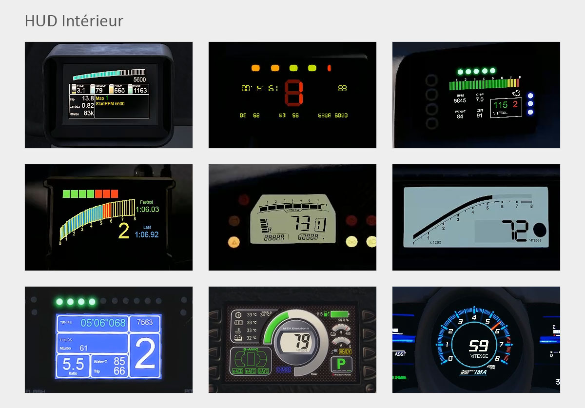 Neufs captures d'écrans des HUD intérieurs reproduits dans V-Rally 4.